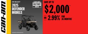 Read more about the article Can-Am Save up to $2,000 or 2.99% for 36 months – 2025 Defender models